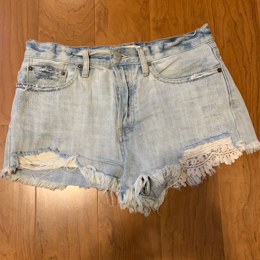 Free people denim shorts with lace detail Sz 29